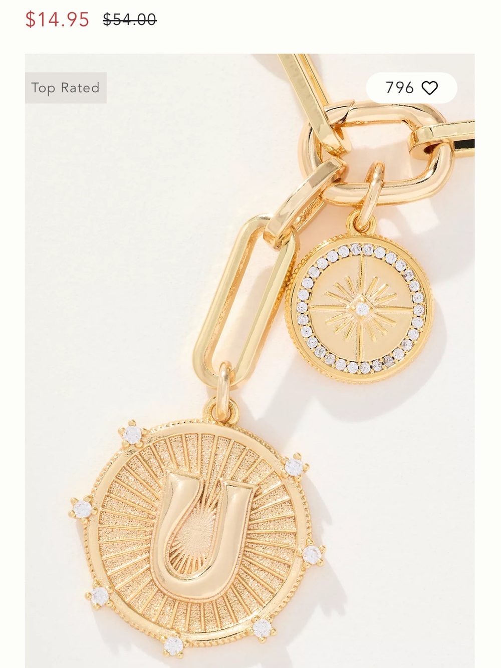 Anthropologie Monogram Coin Pendant Necklace “M”